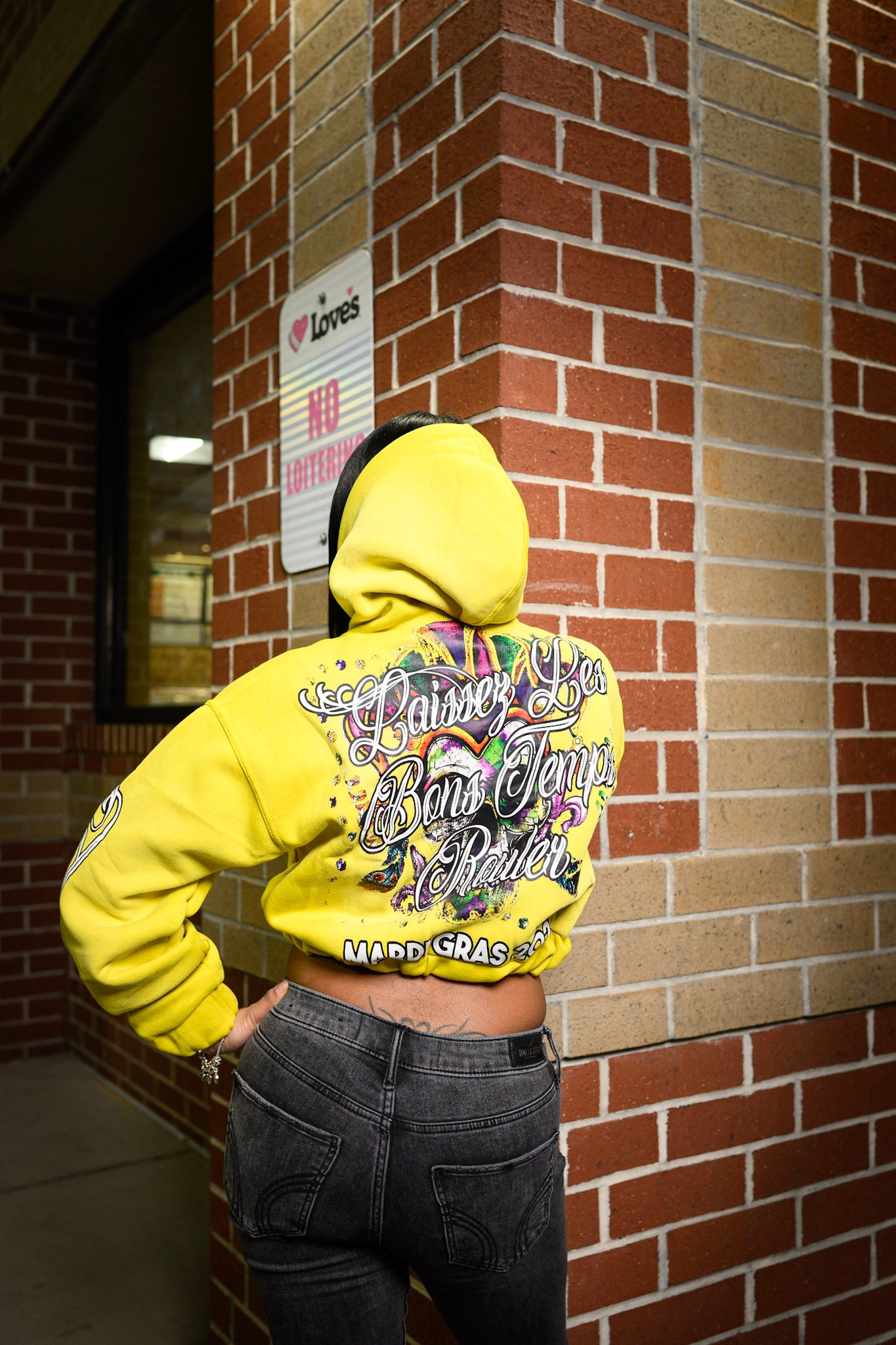 WOMENS CROPPED “LETS THE GOOD TIMES ROLL” HOODIE