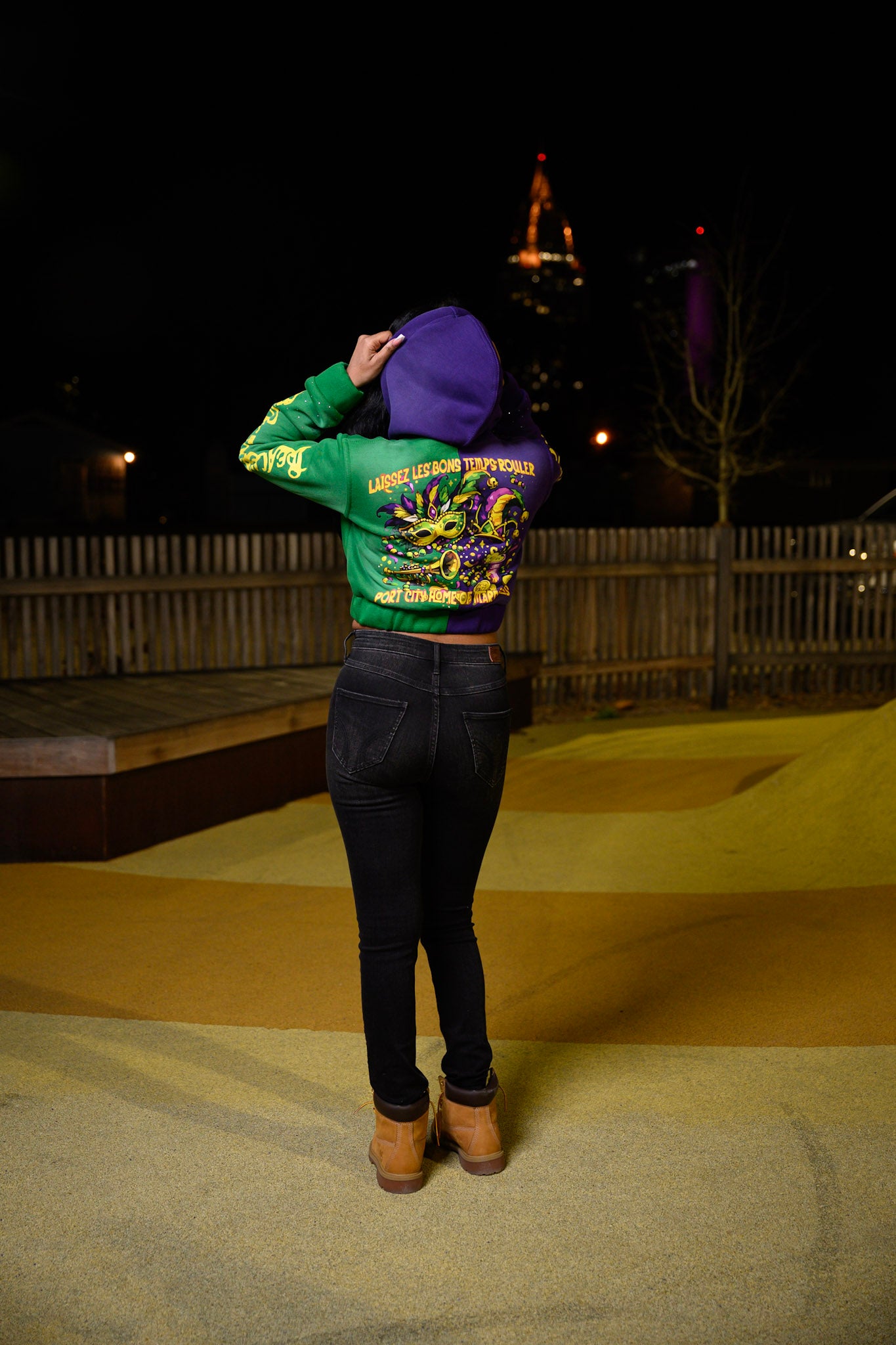 Womens cropped “Home of Mardi Gras” Zip up hoodies