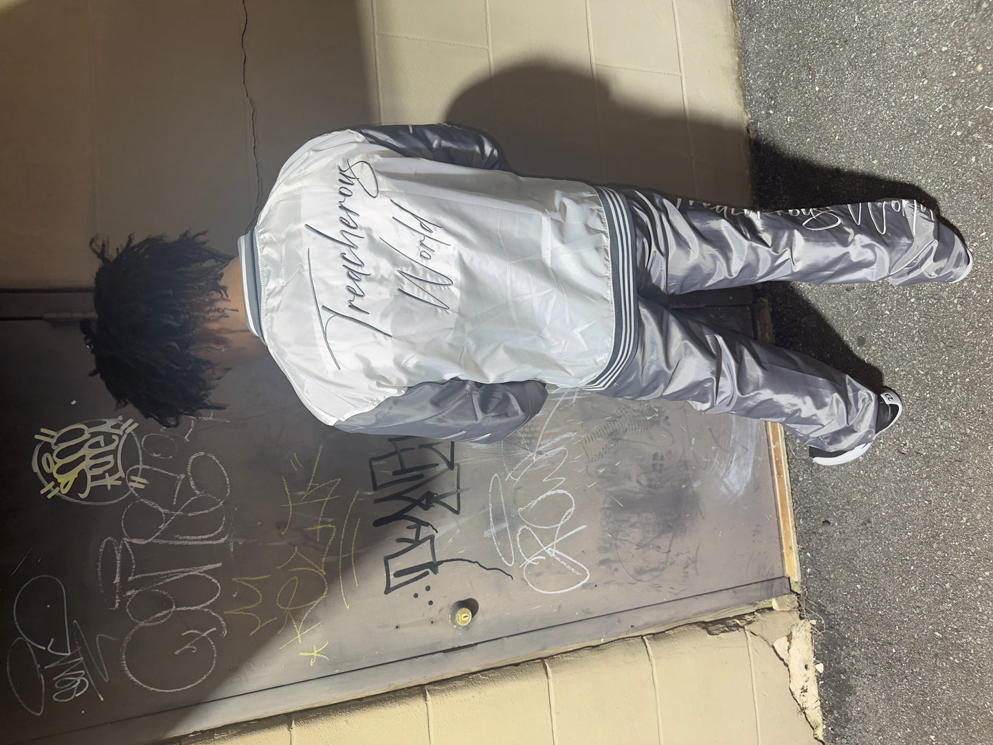 GREY/WHITE TW WINDBREAKER PANTS