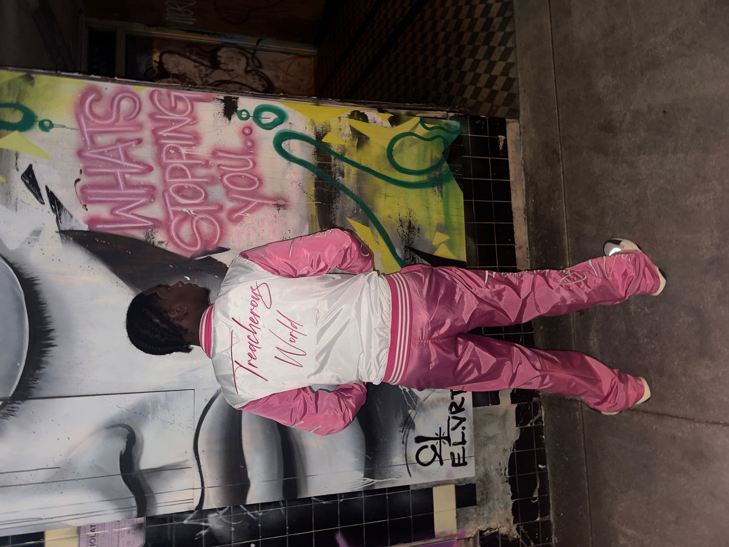 PINK/WHITE TW WINDBREAKER PANTS