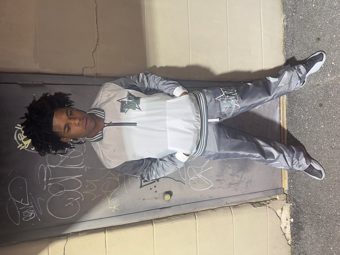 GREY/WHITE TW WINDBREAKER PANTS