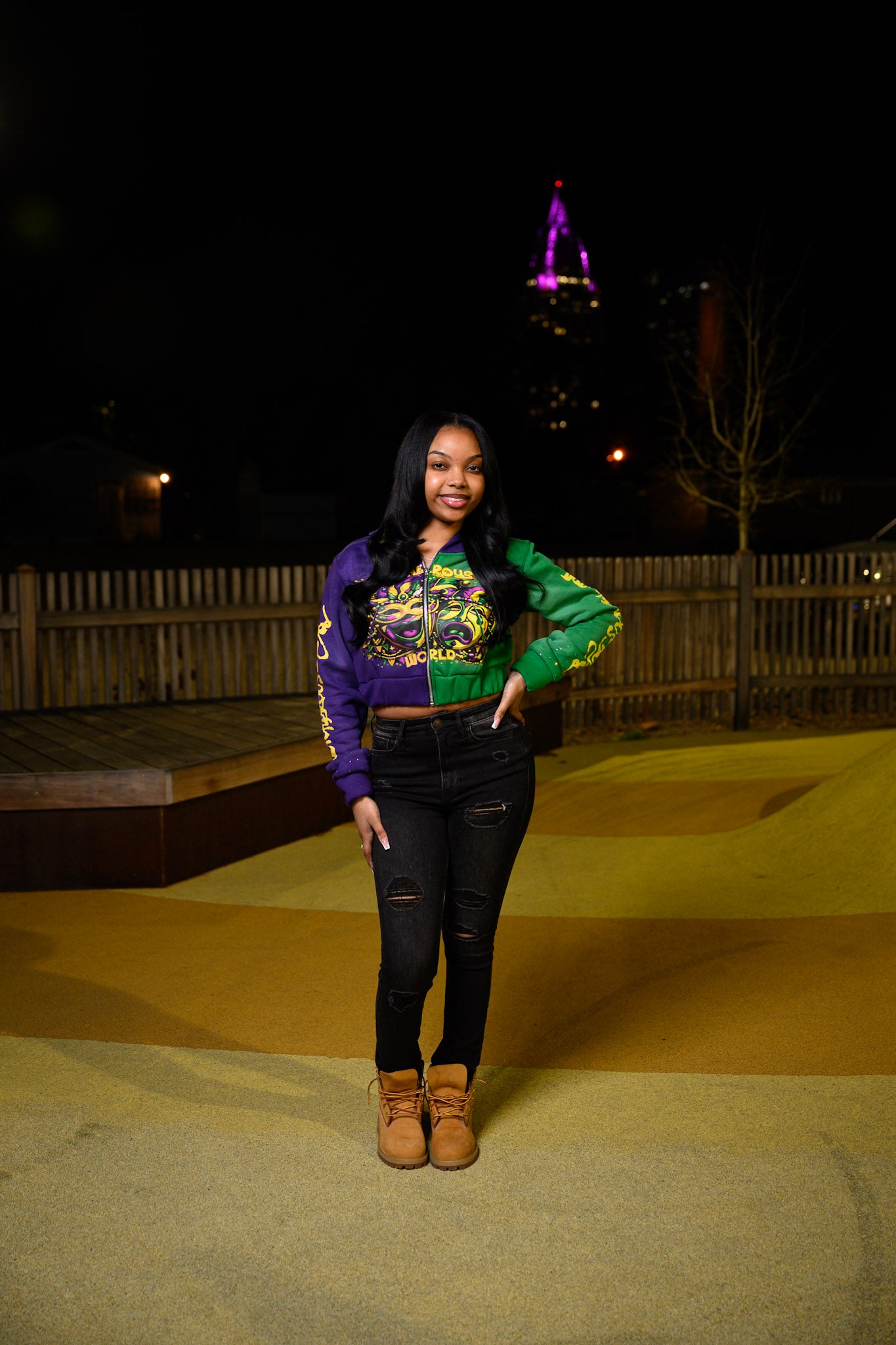 Womens cropped “Home of Mardi Gras” Zip up hoodies